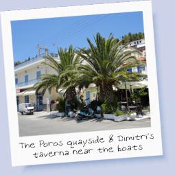 The quayside at Poros and Dimitri's taverna...flotilla planning HQ!