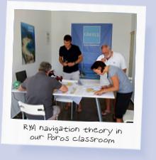 RYA navigation theory being taight in our Poros classroom