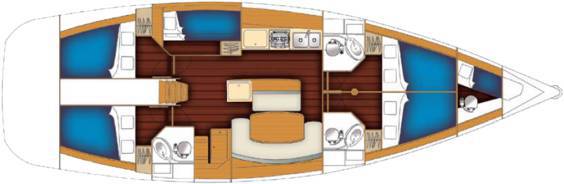 The Beneteau Cyclades 50.5 internal layout.  Image courtesey & with permission of Beneteau S.A.