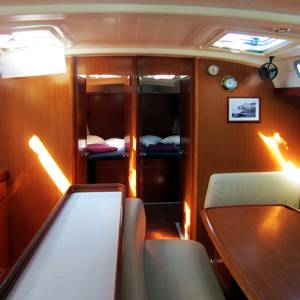 The large and spacious main saloon of the Cyclades 50.5