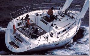 A Sun Magic 44 makes way under full sail