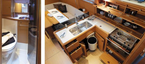 The toilet/wc (heads) of the Jeanneau Sun Odyssey 389 sailing yacht. Image courtesey & with permission of Chantiers Jeanneau S.A.