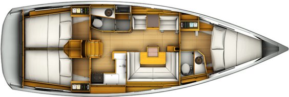 The Jeanneau Sun Odyssey 409 internal layout. Image courtesey & with permission of Chantiers Jeanneau S.A.