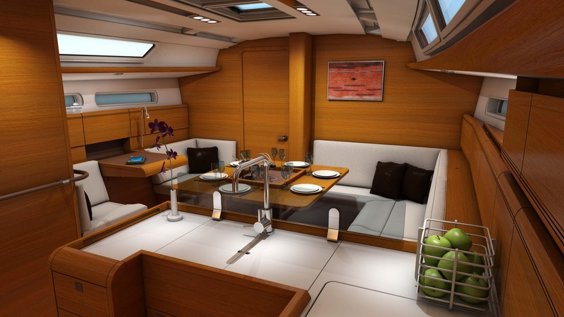 The Jeanneau Sun Odyssey 409 main saloon. Image courtesey & with permission of Chantiers Jeanneau S.A.