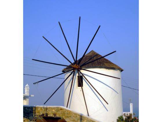 Sailing holiday locations in Greece: A classic Greek windmill behind the chora, Nísos Sérifos