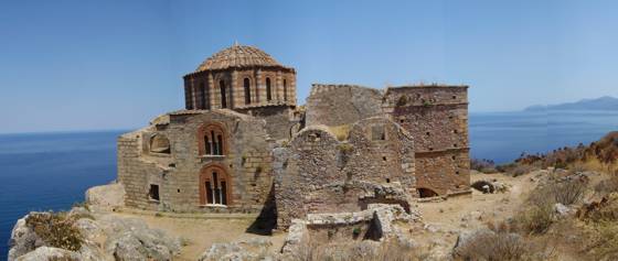 Sailing holiday locations in Greece: The church of áyia Sofia which sits on the top of the plateau of Monemvasia