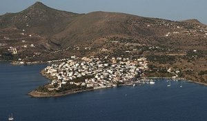 The pretty town & harour at Perdika on the south west tip of Aegina, Peloponnese, Greece