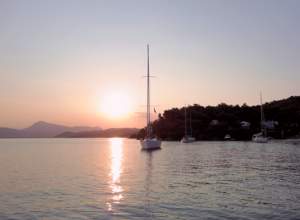 Yachts moored in Neorion Bay, Limin Poros