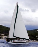 Yachts competing in the 2008 Round-the-Island race, going ‘round the cans’, Poros, Greece